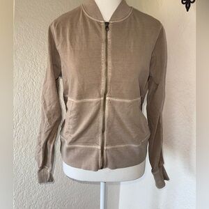 Athleta Women's Bomber Sweater Jacket Mocha Latte Tan Size XS